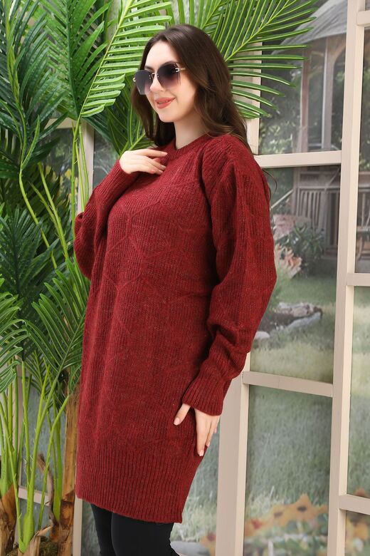 Oversize Uzun Yumuşak Petek Desen Örme Detaylı Triko Kazak