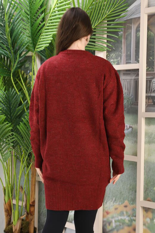 Oversize Uzun Yumuşak Petek Desen Örme Detaylı Triko Kazak