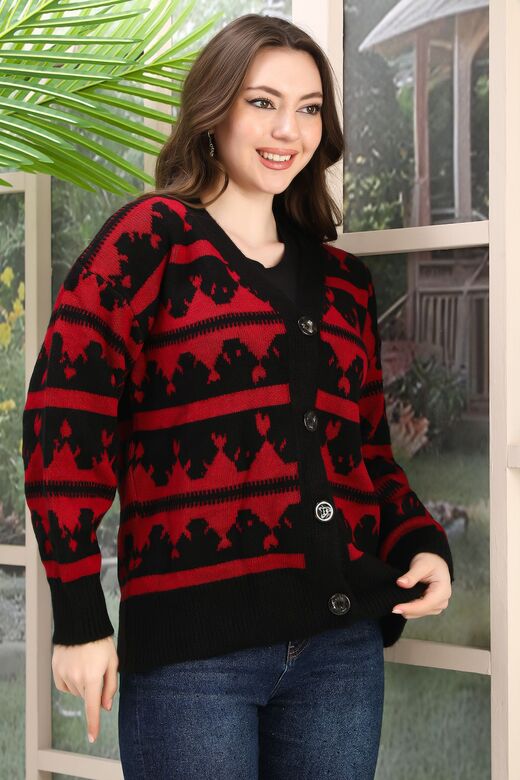 Oversize Yumuşak Örme Detaylı Düğmeli Triko Hırka