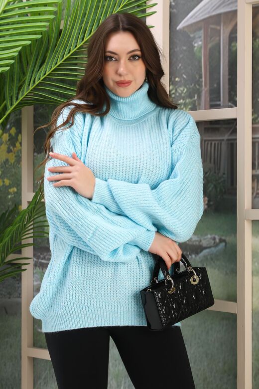 Oversize Balıkçı Yaka Yumuşak Triko Kazak