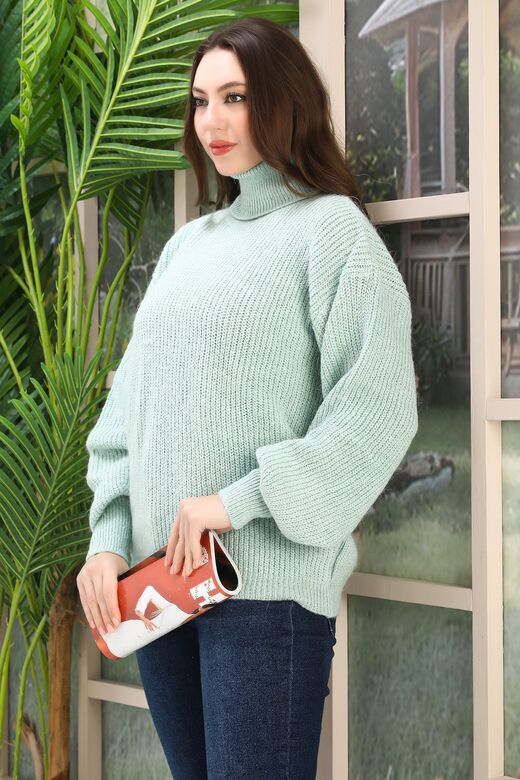Oversize Balıkçı Yaka Yumuşak Triko Kazak