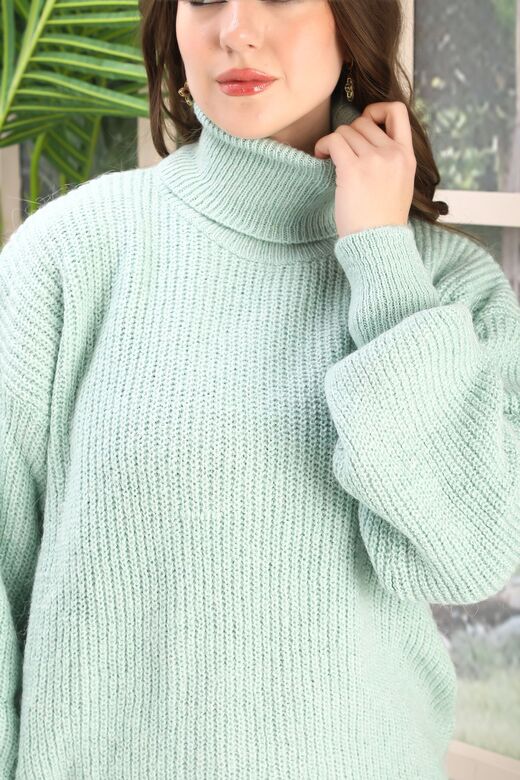 Oversize Balıkçı Yaka Yumuşak Triko Kazak