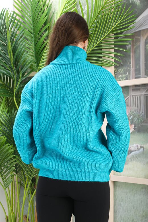 Oversize Balıkçı Yaka Yumuşak Triko Kazak