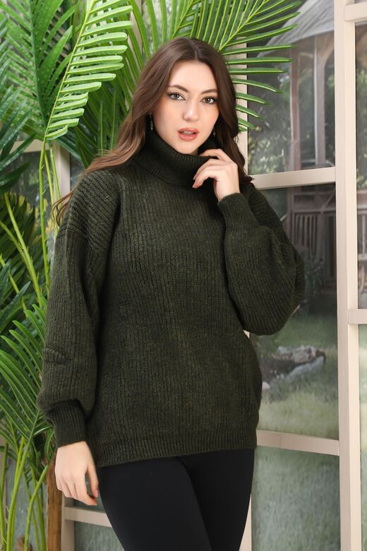 Oversize Balıkçı Yaka Yumuşak Triko Kazak
