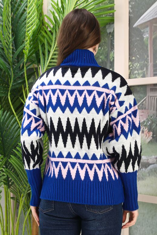 Oversize Örme Detaylı Balıkçı Yaka Yumuşak Triko Kazak