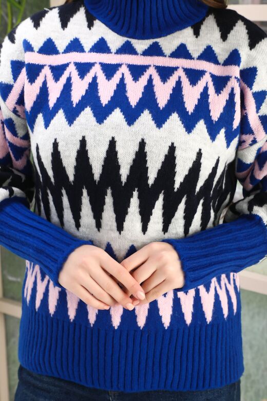 Oversize Örme Detaylı Balıkçı Yaka Yumuşak Triko Kazak