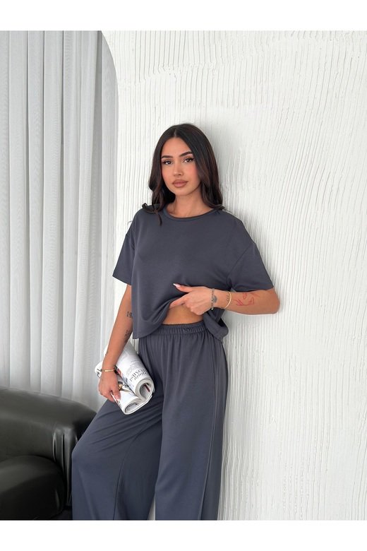 GENİŞ PAÇA YUMUŞAK DOKU MODAL KUMAŞ KISA KOL EŞOFMAN TAKIM