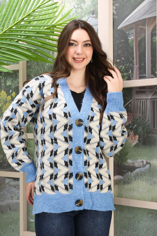 Oversize Yumuşak Örme Detaylı Düğmeli Triko Hırka