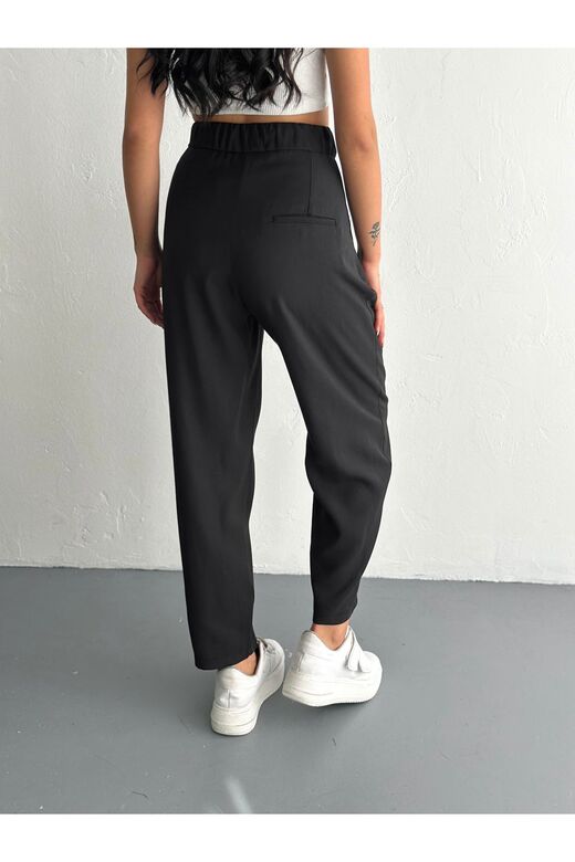 Yumuşak Doku Beli Bağcıklı Düğmeli Modal Kumaş Pantolon