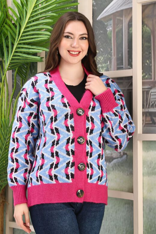 Oversize Yumuşak Örme Detaylı Düğmeli Triko Hırka