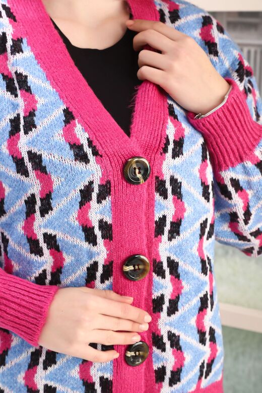 Oversize Yumuşak Örme Detaylı Düğmeli Triko Hırka