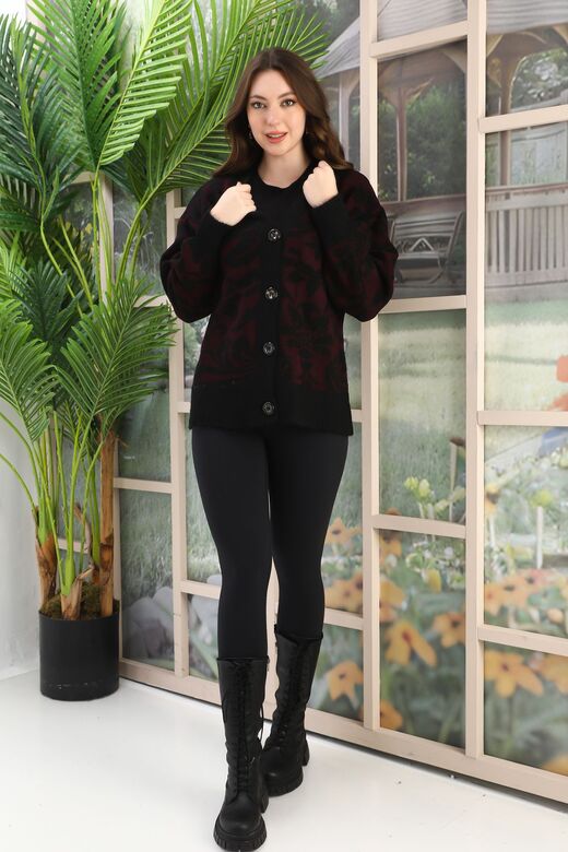 Oversize Yumuşak Örme Detaylı Düğmeli Triko Hırka