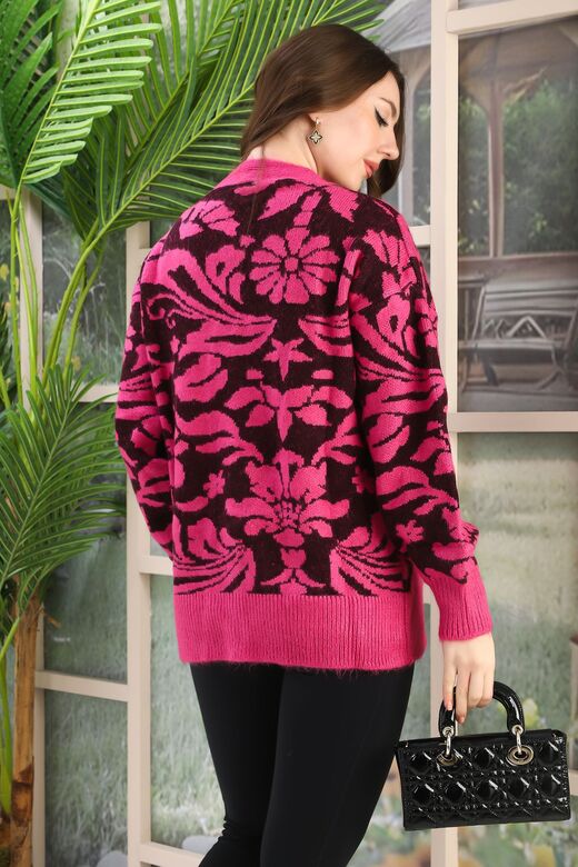 Oversize Yumuşak Örme Detaylı Düğmeli Triko Hırka