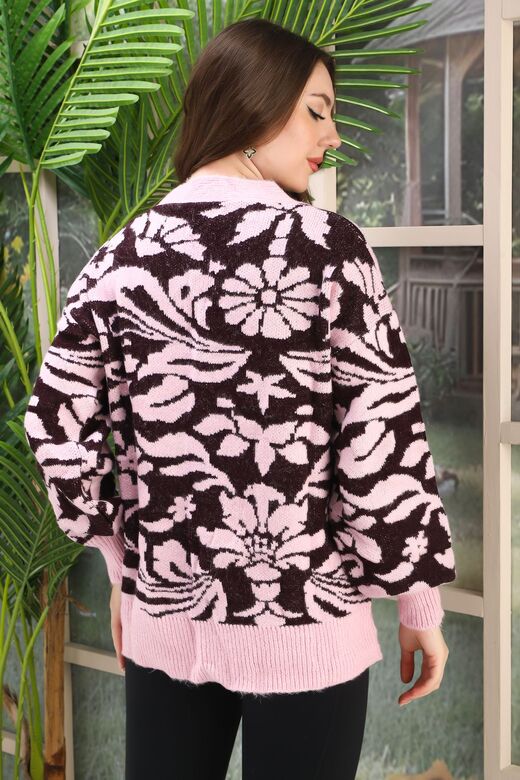 Oversize Yumuşak Örme Detaylı Düğmeli Triko Hırka