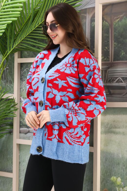 Oversize Yumuşak Örme Detaylı Düğmeli Triko Hırka