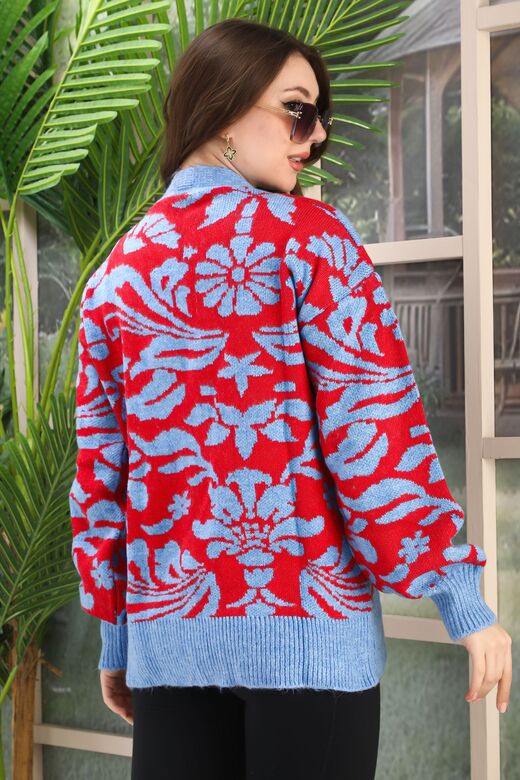 Oversize Yumuşak Örme Detaylı Düğmeli Triko Hırka