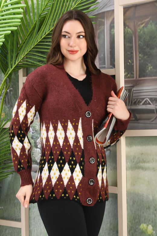 Oversize Yumuşak Örme Detaylı Düğmeli Triko Hırka