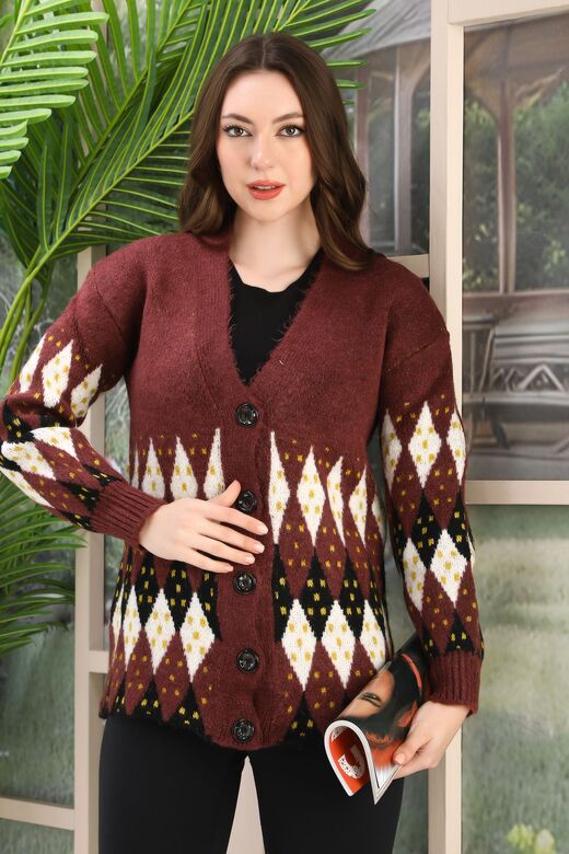 Oversize Yumuşak Örme Detaylı Düğmeli Triko Hırka