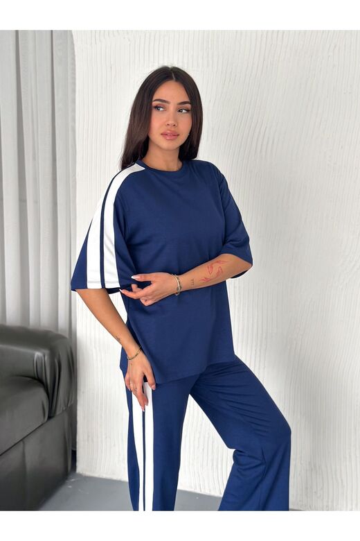 Yumuşak Doku Alt-Üst Yırtmaçlı Kısa Kol Modal Kumaş Eşofman Takım