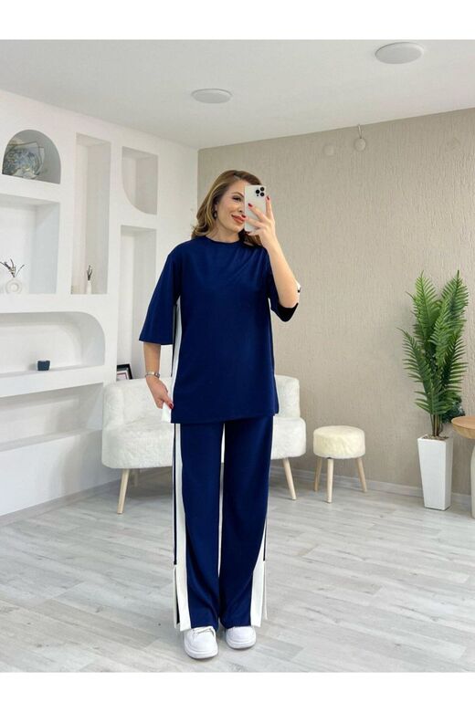 Yırtmaçlı Garnili Modal Kumaş Eşofman Takım