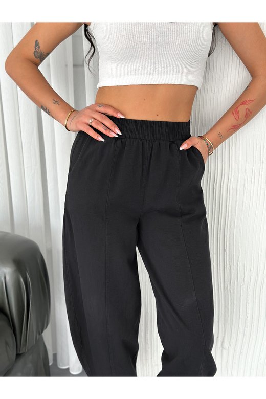 BELİ LATİKLİ DİKİŞ DETAYLI GABARDİN KUMAŞ PANTOLON