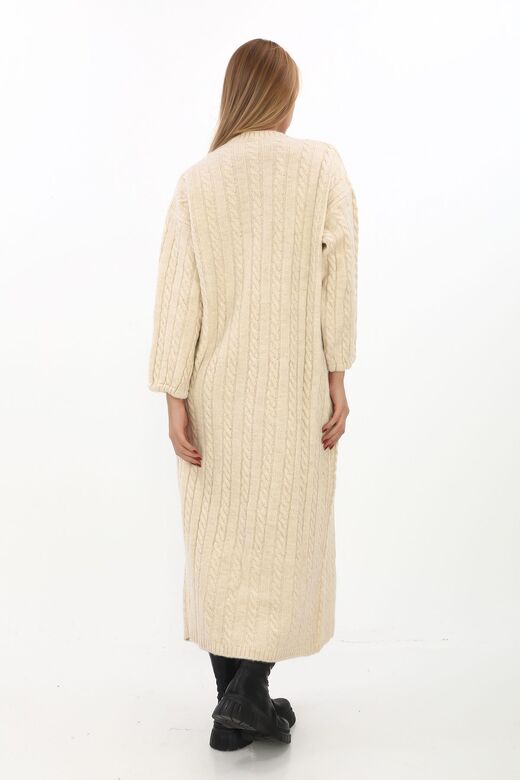 Oversize Salaş Saç Örgülü Yumuşak Triko Elbise