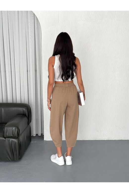 Beli Latikli Dikiş Detaylı Gabardin Kumaş Pantolon