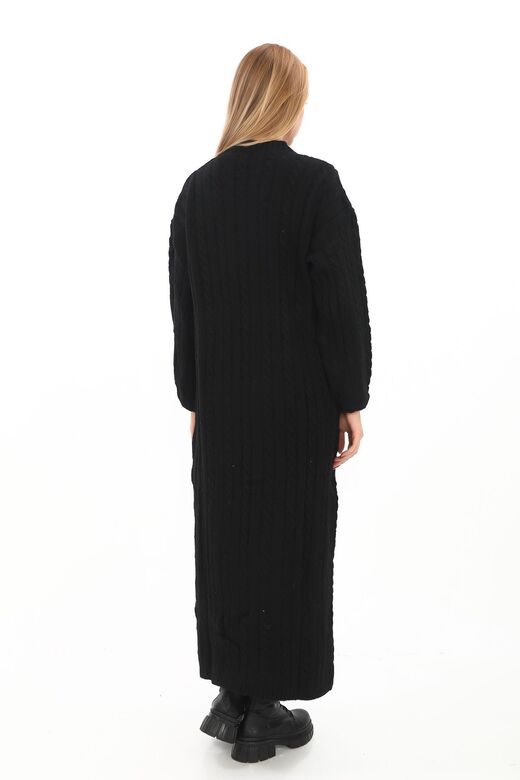 Oversize Salaş Saç Örgülü Yumuşak Triko Elbise