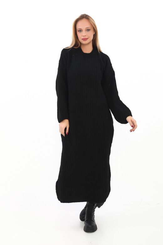 Oversize Yumuşak  Salaş Fitili Triko Elbise