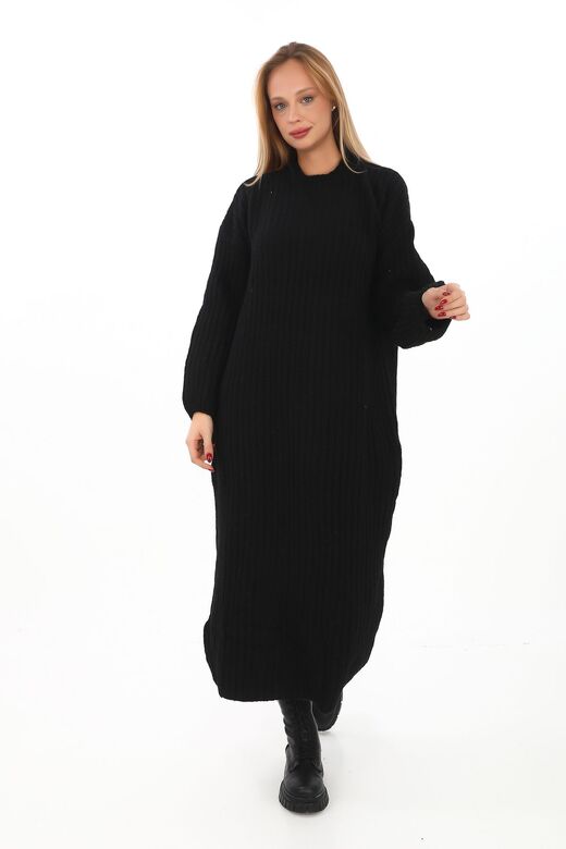 Oversize Yumuşak  Salaş Fitili Triko Elbise