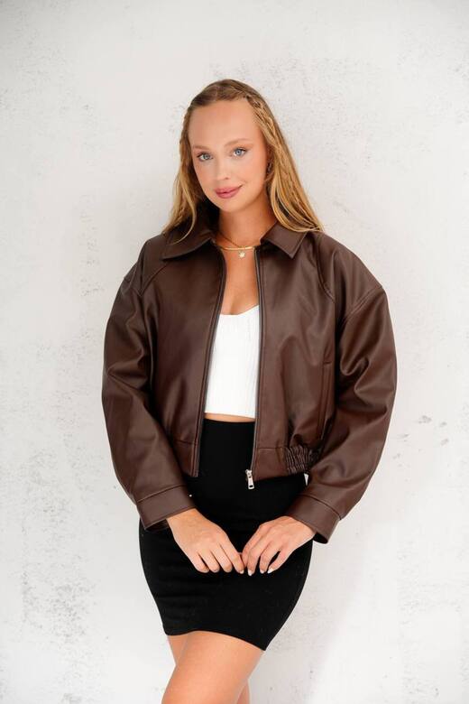 Oversize Yeni Sezon Bomber Deri Ceket