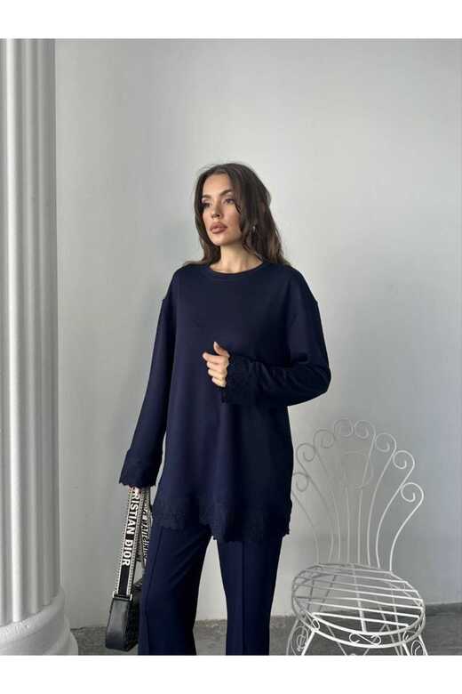 Dantel Detaylı Oversize Geniş Paça Modal Kumaş Eşofman Takım