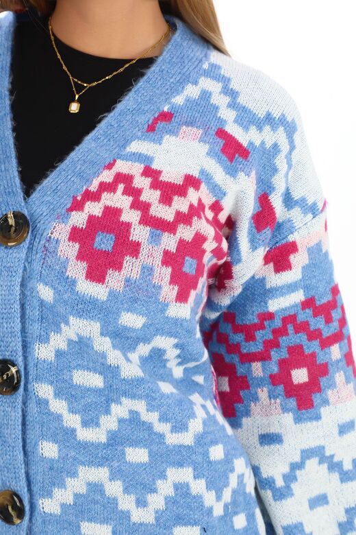 Oversize Yumuşak Örme Detaylı Düğmeli Triko Hırka