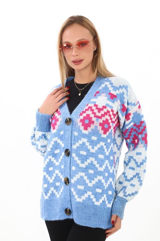 Oversize Yumuşak Örme Detaylı Düğmeli Triko Hırka