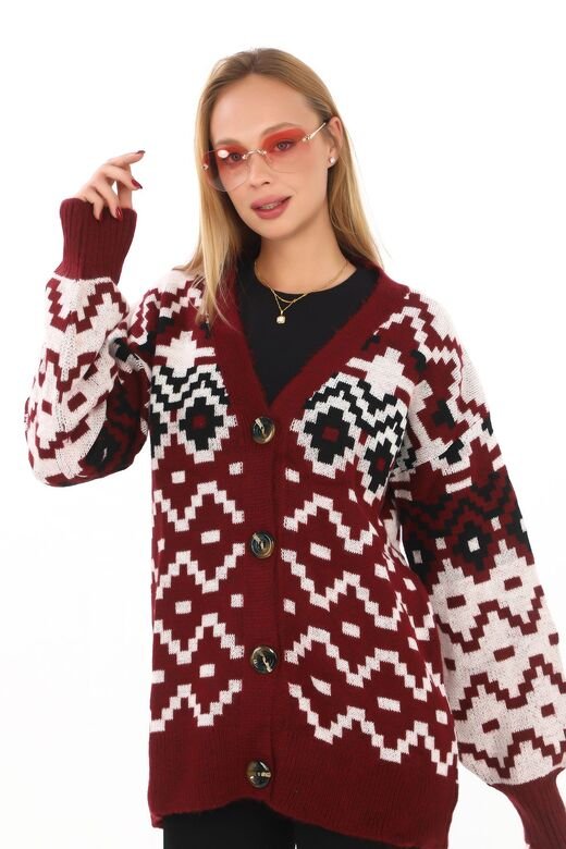 Oversize Yumuşak Örme Detaylı Düğmeli Triko Hırka