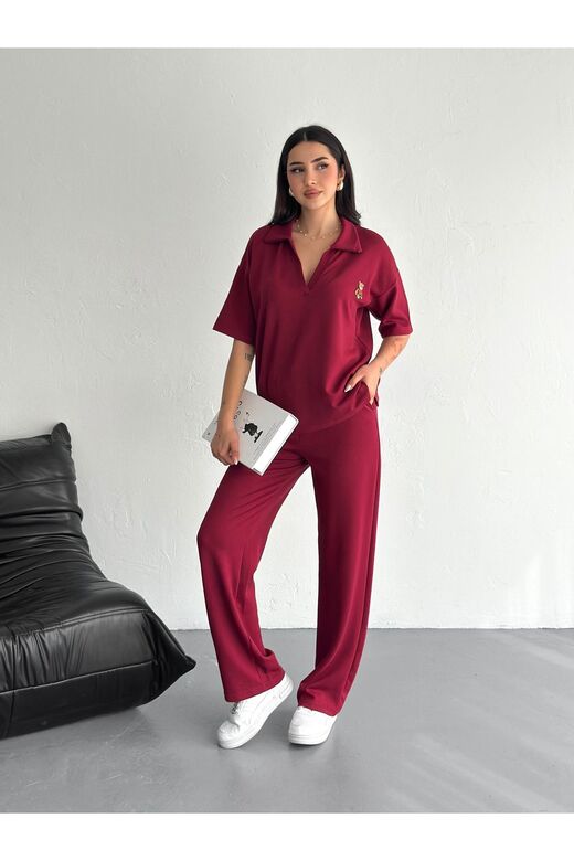 Polo Yaka Ayıcık Teddy Modal Kumaş Eşofman Takım