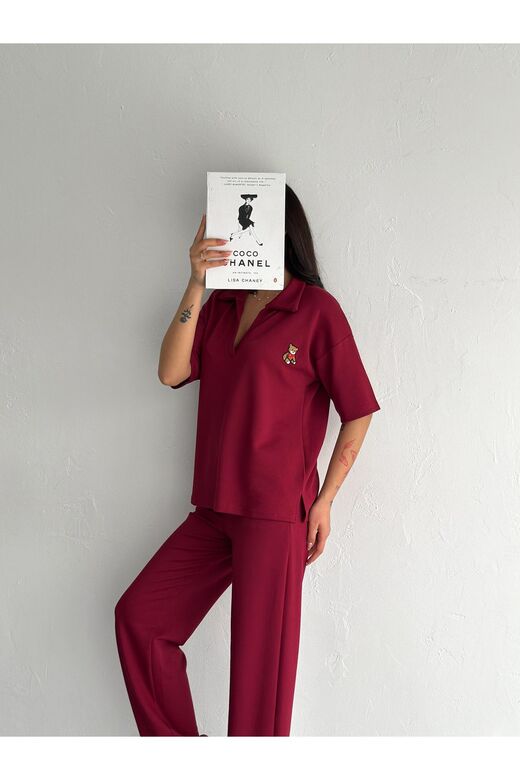 Polo Yaka Ayıcık Teddy Modal Kumaş Eşofman Takım