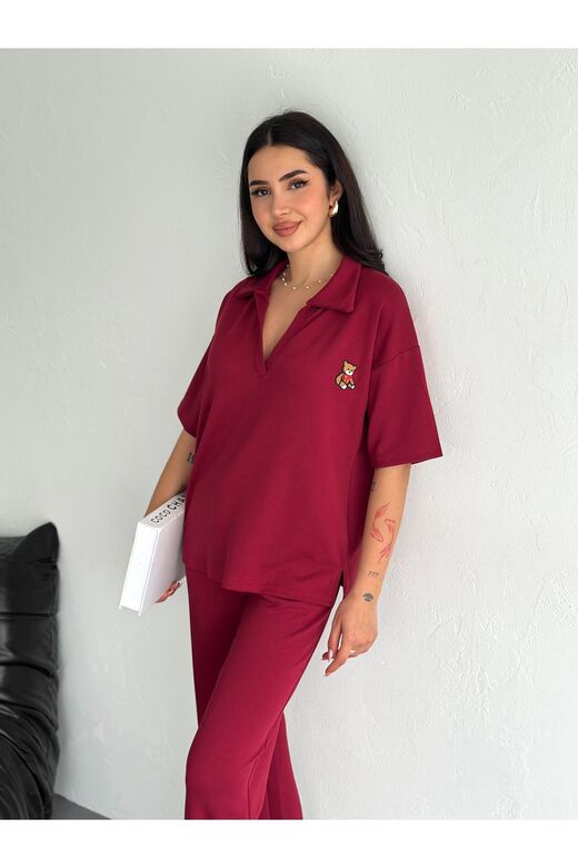 Polo Yaka Ayıcık Teddy Modal Kumaş Eşofman Takım