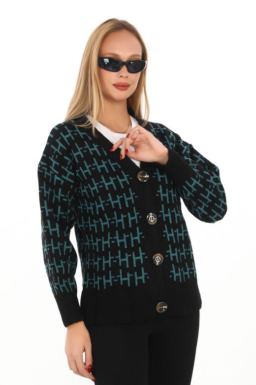 Oversize Yumuşak Örme Detaylı Düğmeli Triko Hırka