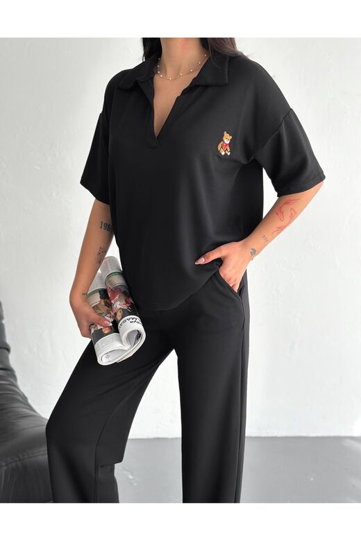 Polo Yaka Ayıcık Teddy Modal Kumaş Eşofman Takım