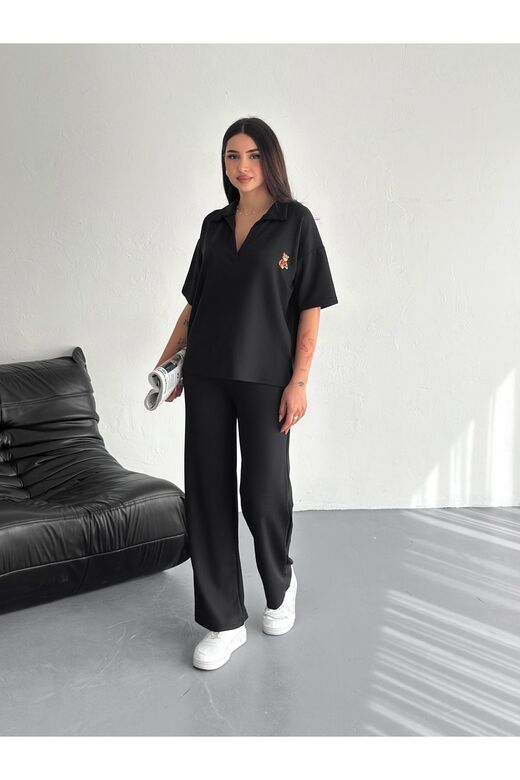 Polo Yaka Ayıcık Teddy Modal Kumaş Eşofman Takım