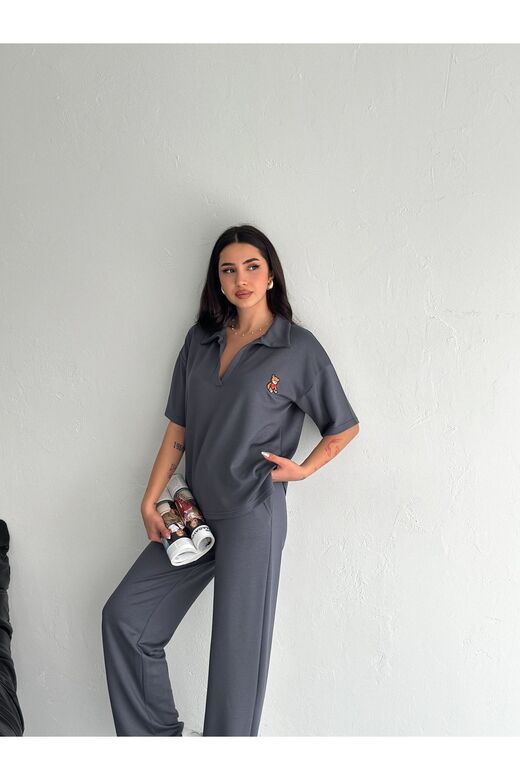 Polo Yaka Ayıcık Teddy Modal Kumaş Eşofman Takım