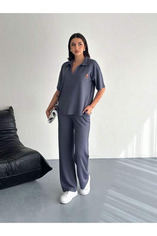 Polo Yaka Ayıcık Teddy Modal Kumaş Eşofman Takım