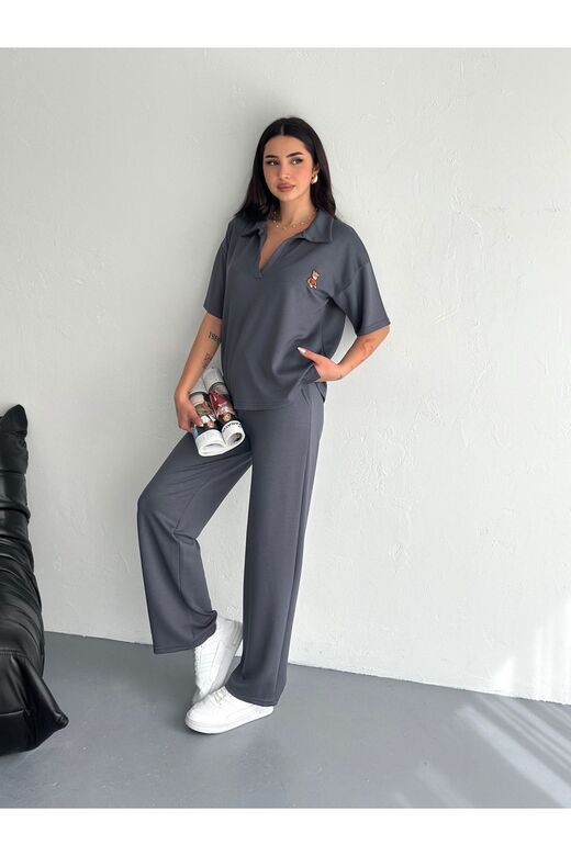 Polo Yaka Ayıcık Teddy Modal Kumaş Eşofman Takım