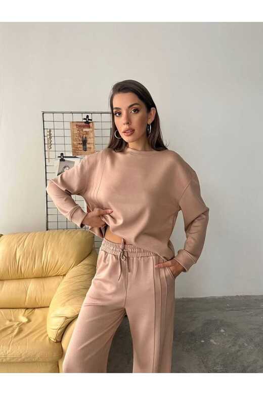 Çıma Detaylı Geniş Paça Modal Kumaş Eşofman Takım