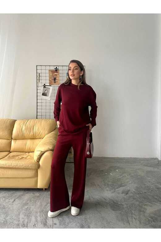 Çıma Detaylı Geniş Paça Modal Kumaş Eşofman Takım