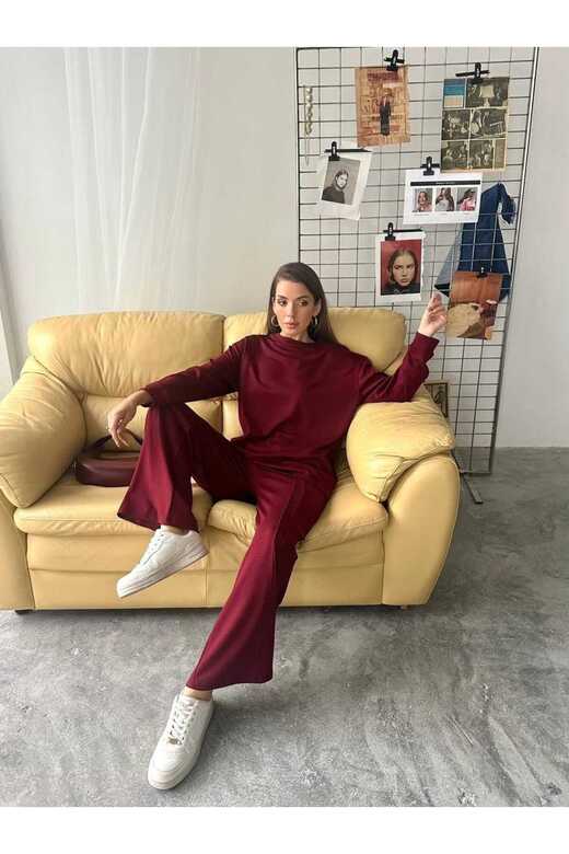 Çıma Detaylı Geniş Paça Modal Kumaş Eşofman Takım