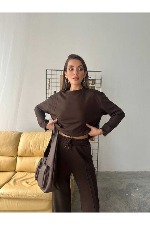 Çıma Detaylı Geniş Paça Modal Kumaş Eşofman Takım