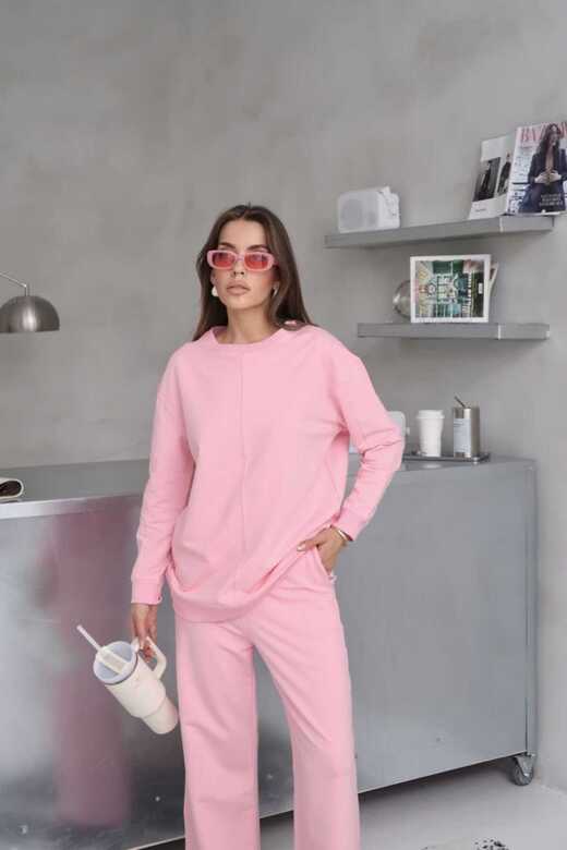 Dikiş Detaylı Geniş Paça 2 İplik Kumaş Eşofman Takım