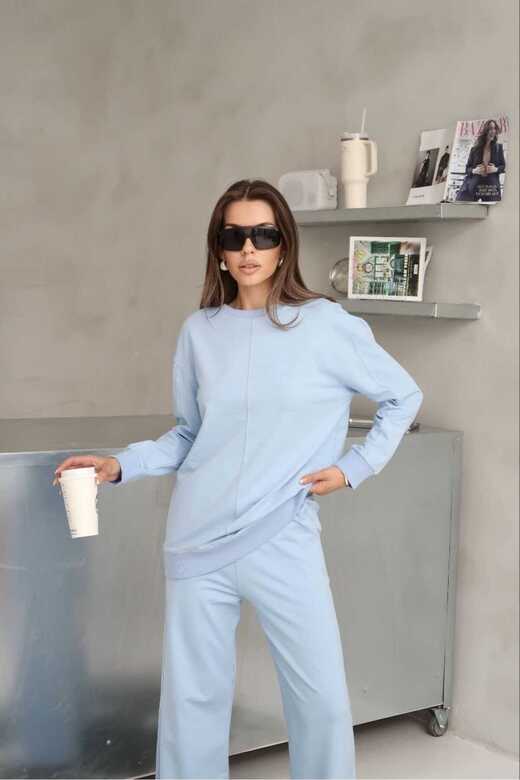 Dikiş Detaylı Geniş Paça 2 İplik Kumaş Eşofman Takım